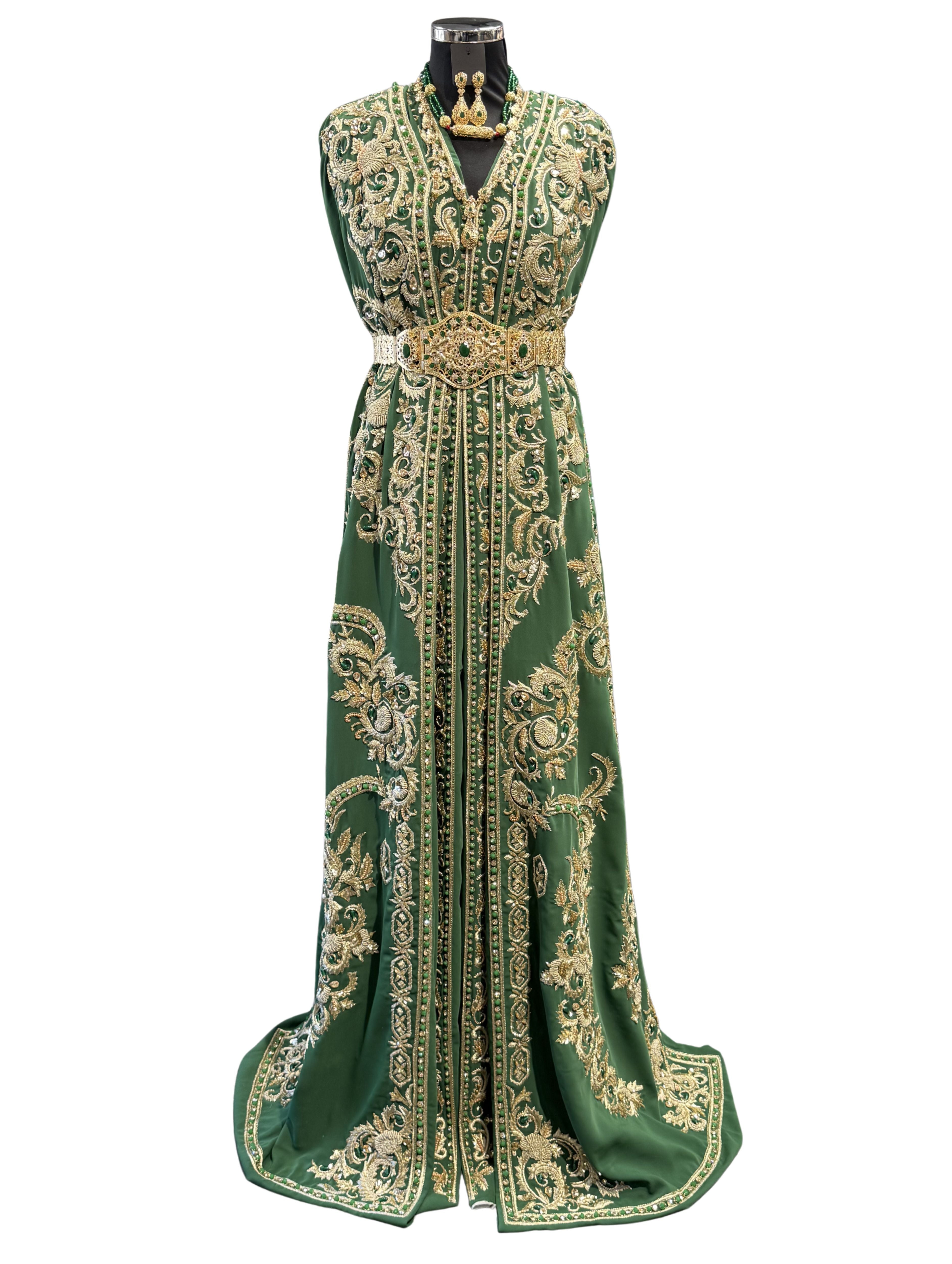 Tissu de mariée vert foncé