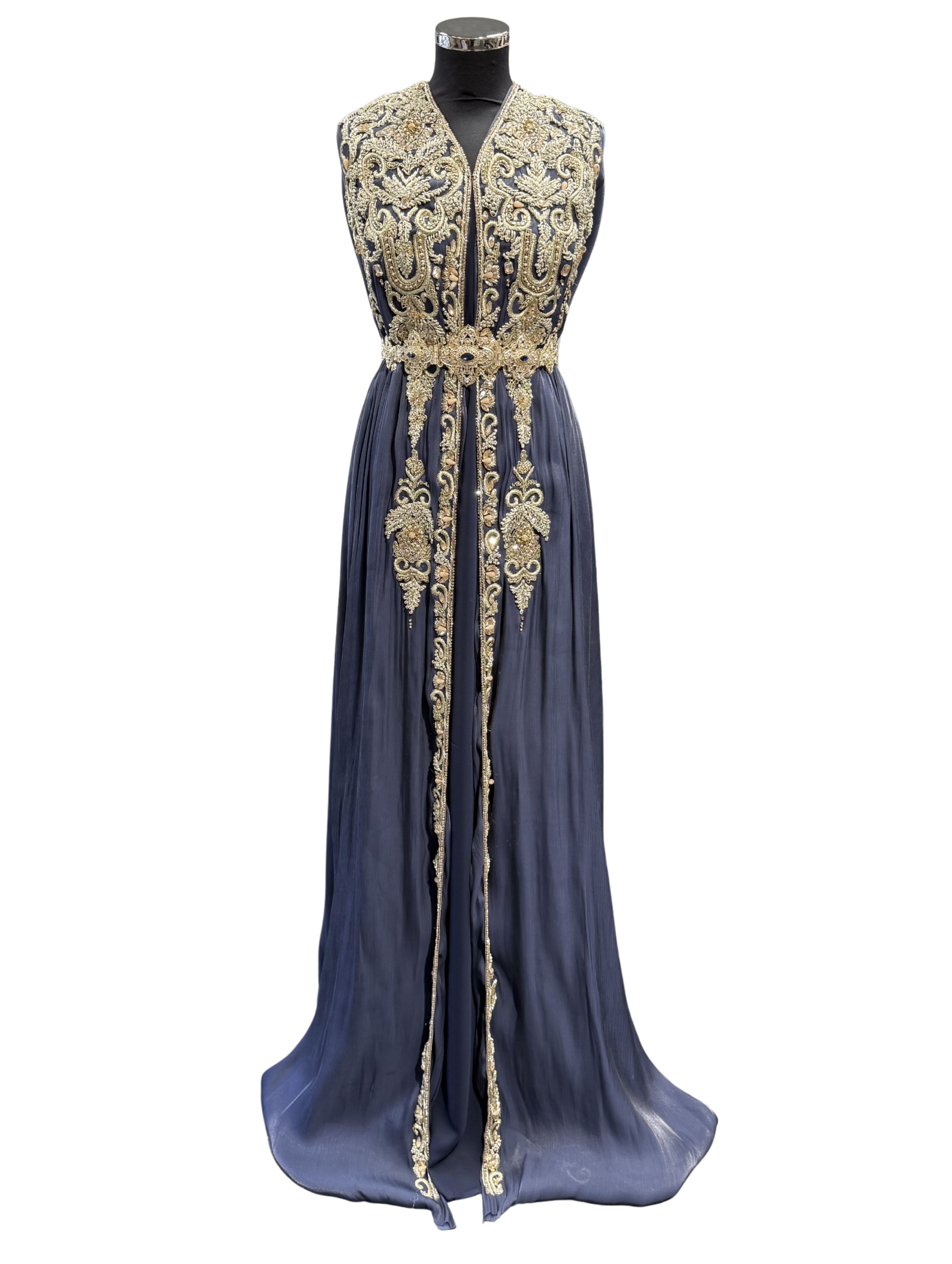 Caftan stof staalblauw