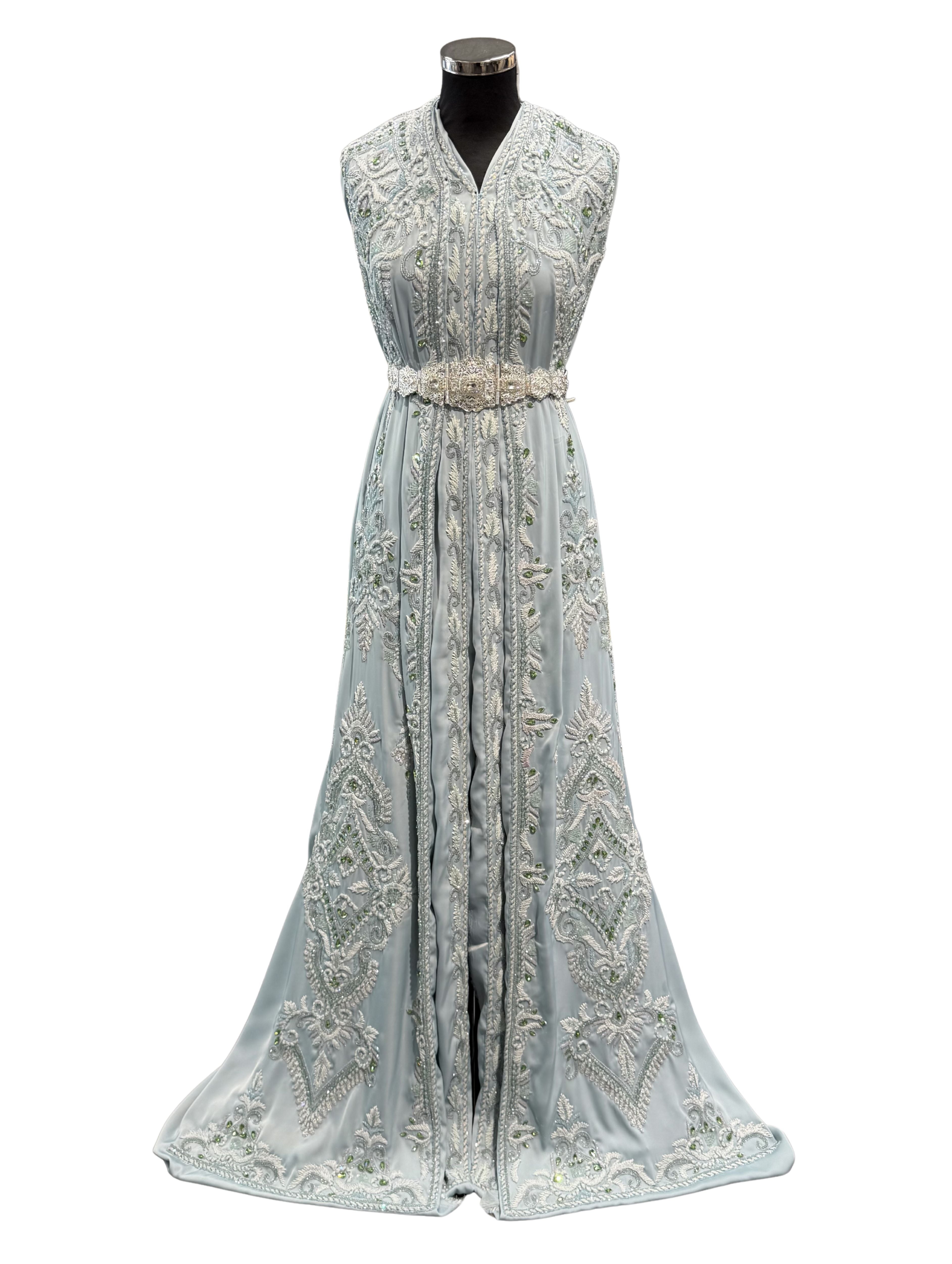 Caftan stof mistblauw