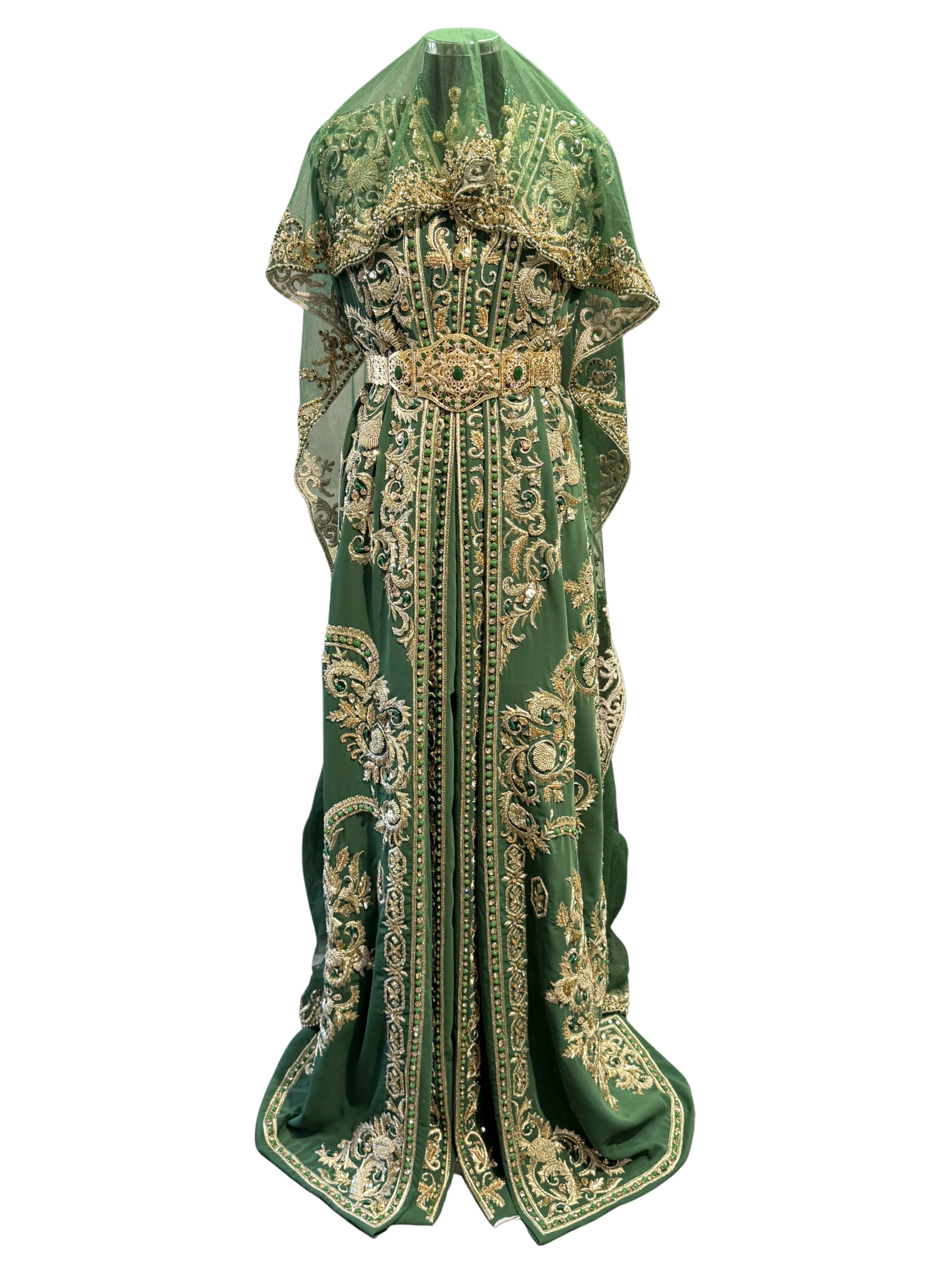 Tissu de mariée vert foncé