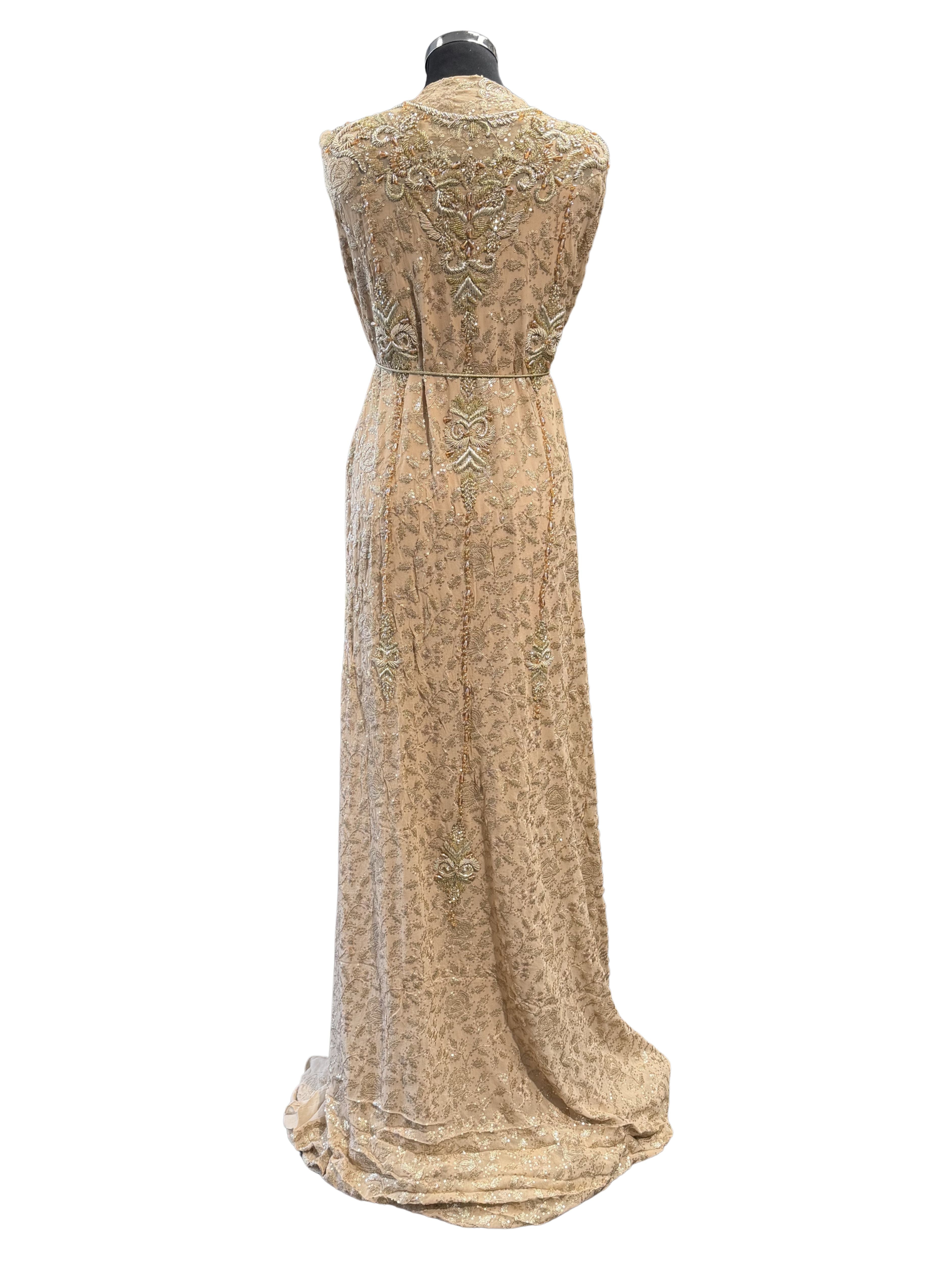 Warm beige takshita stof achterkant zonder bewerking