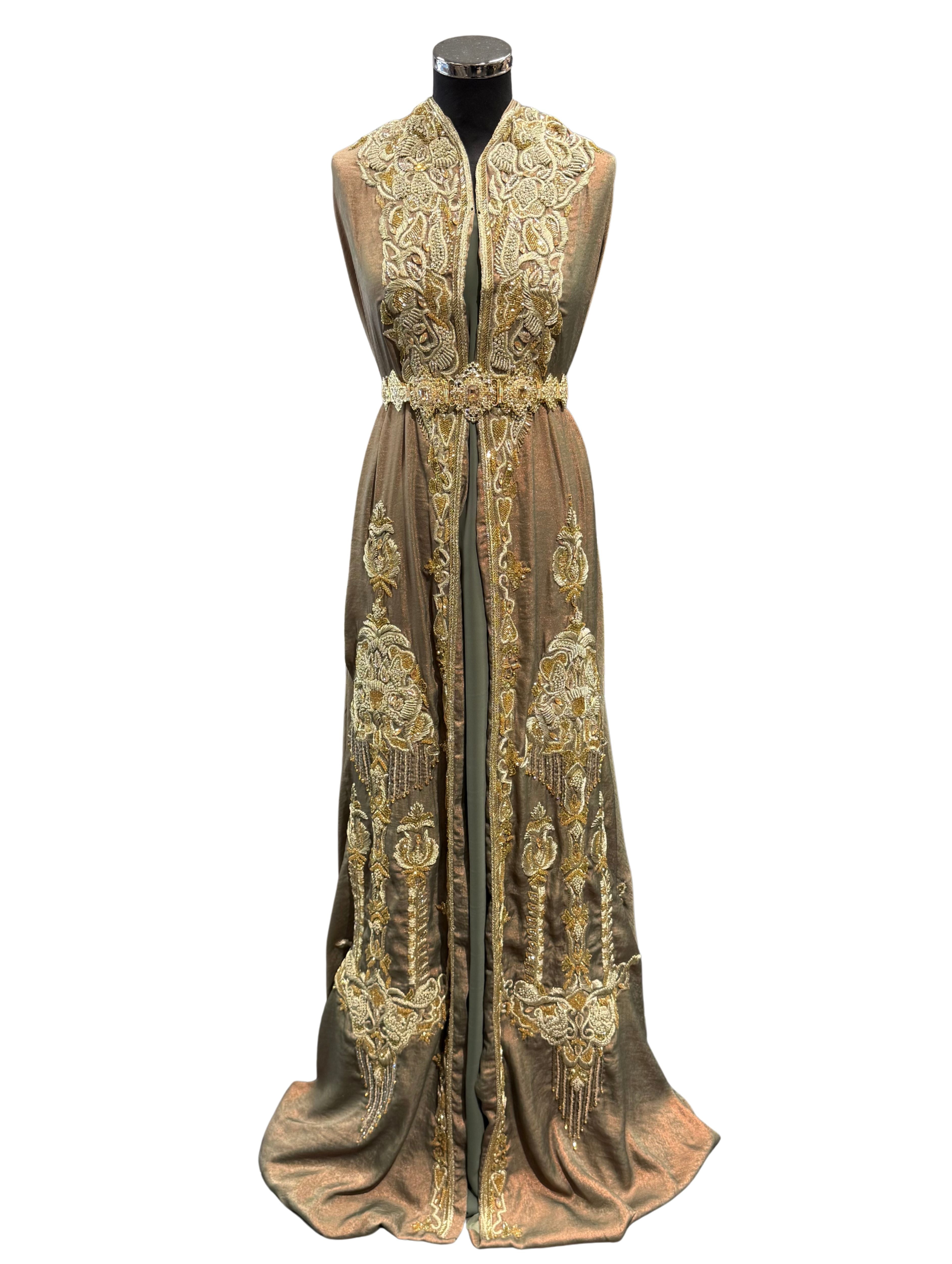 Tissu caftan vert eucalyptus