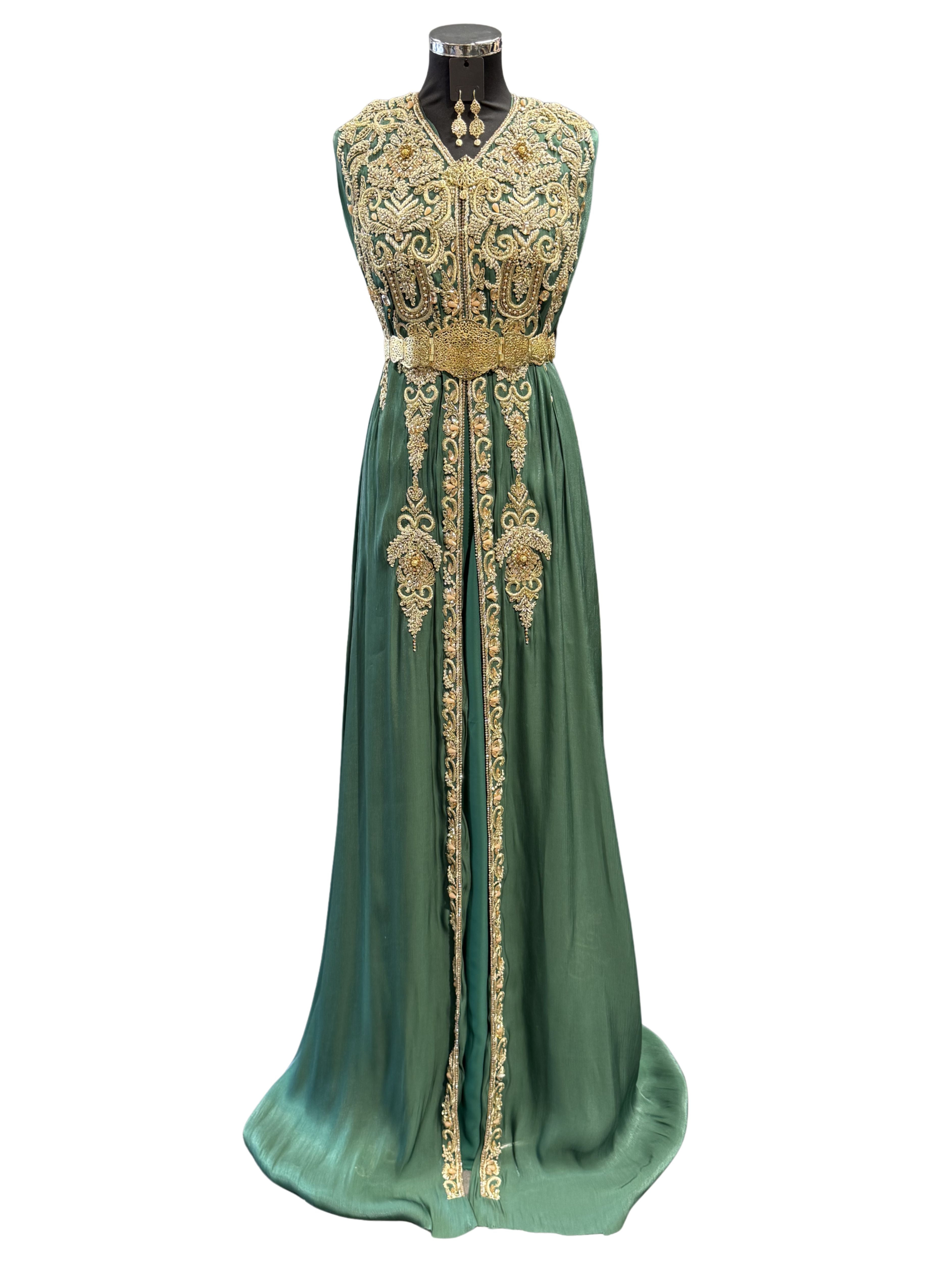 قماش قفطان أخضر داكن