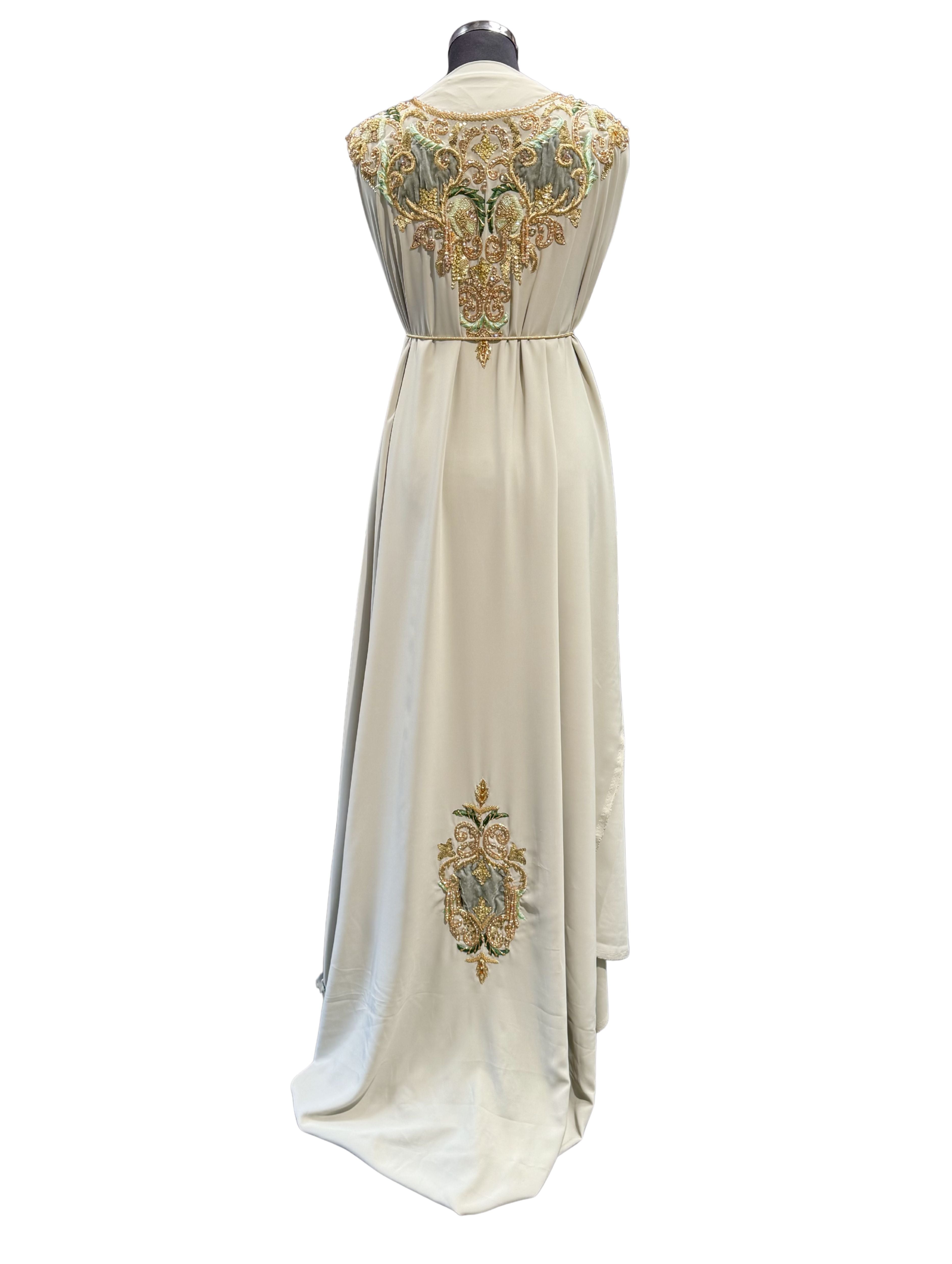 قماش قفطان أخضر ساج ناعم