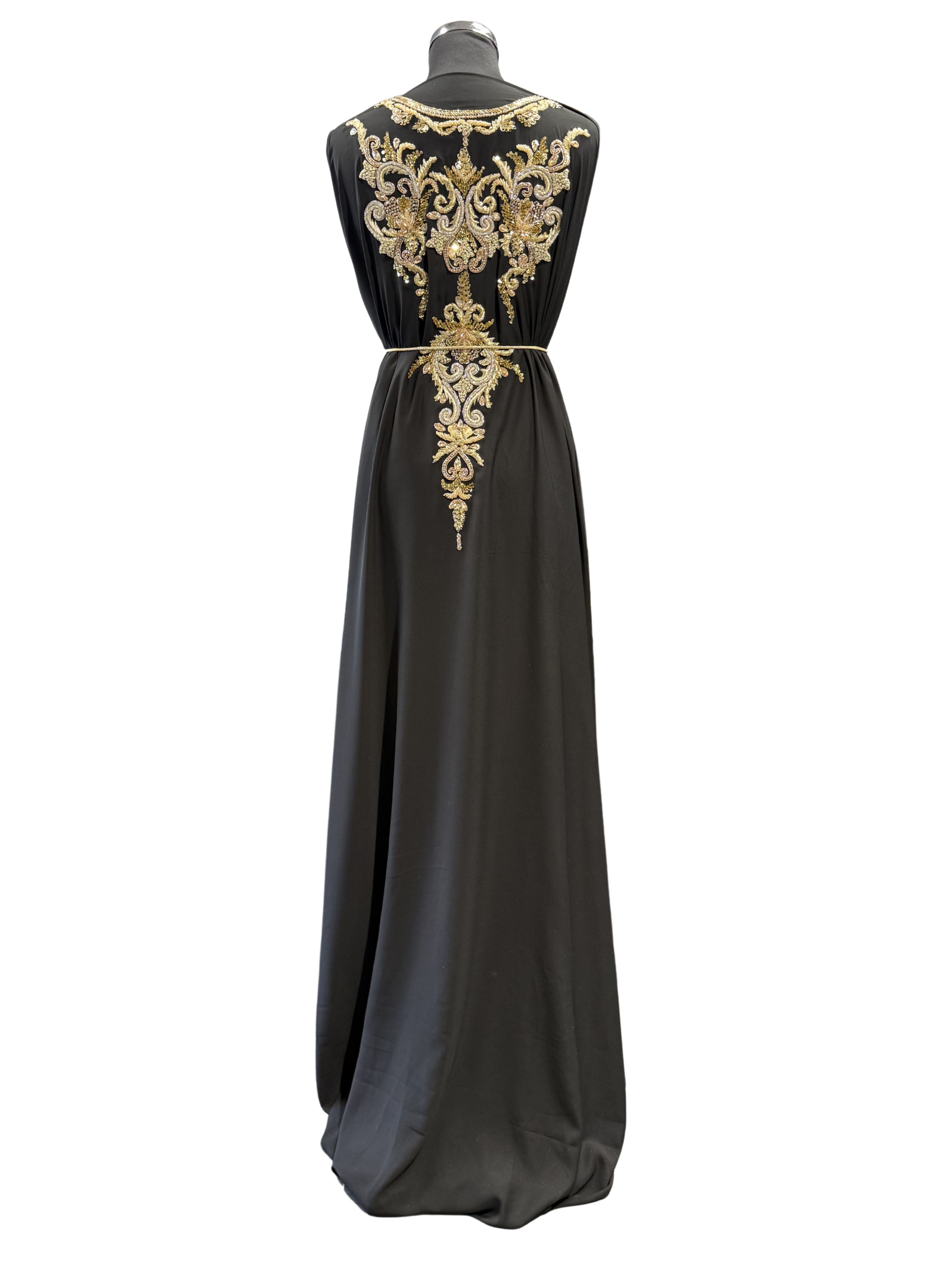 Zwarte crêpe takshita stof achterkant zonder bewerking