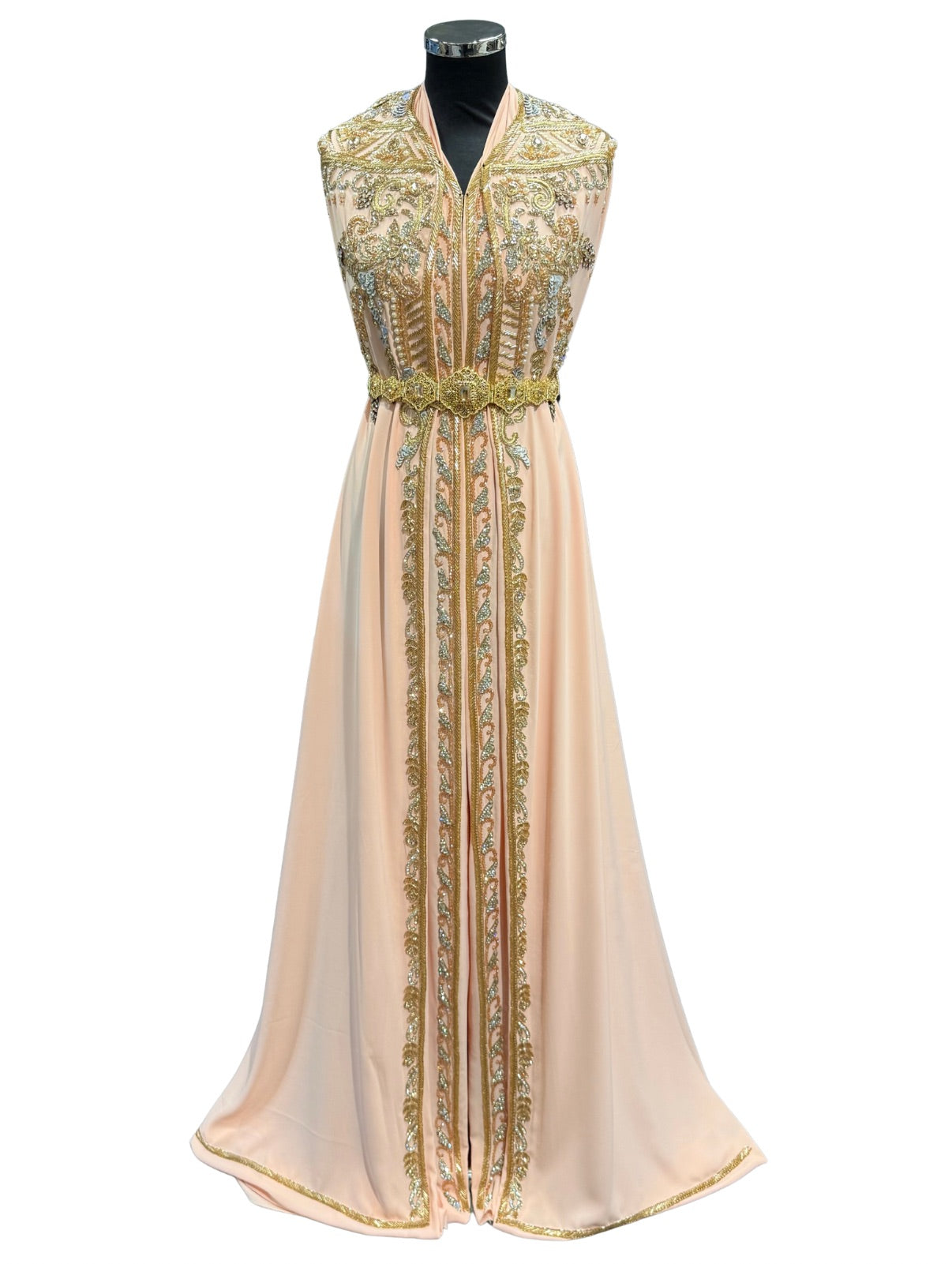 Takshita stof in zalm met bewerkte bovenstof en onderstof.