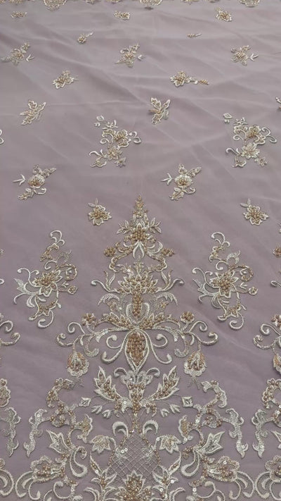 Video van lila kant stof met fijne parels, geschikt voor avondjurk, takshita, dirac en xeftan